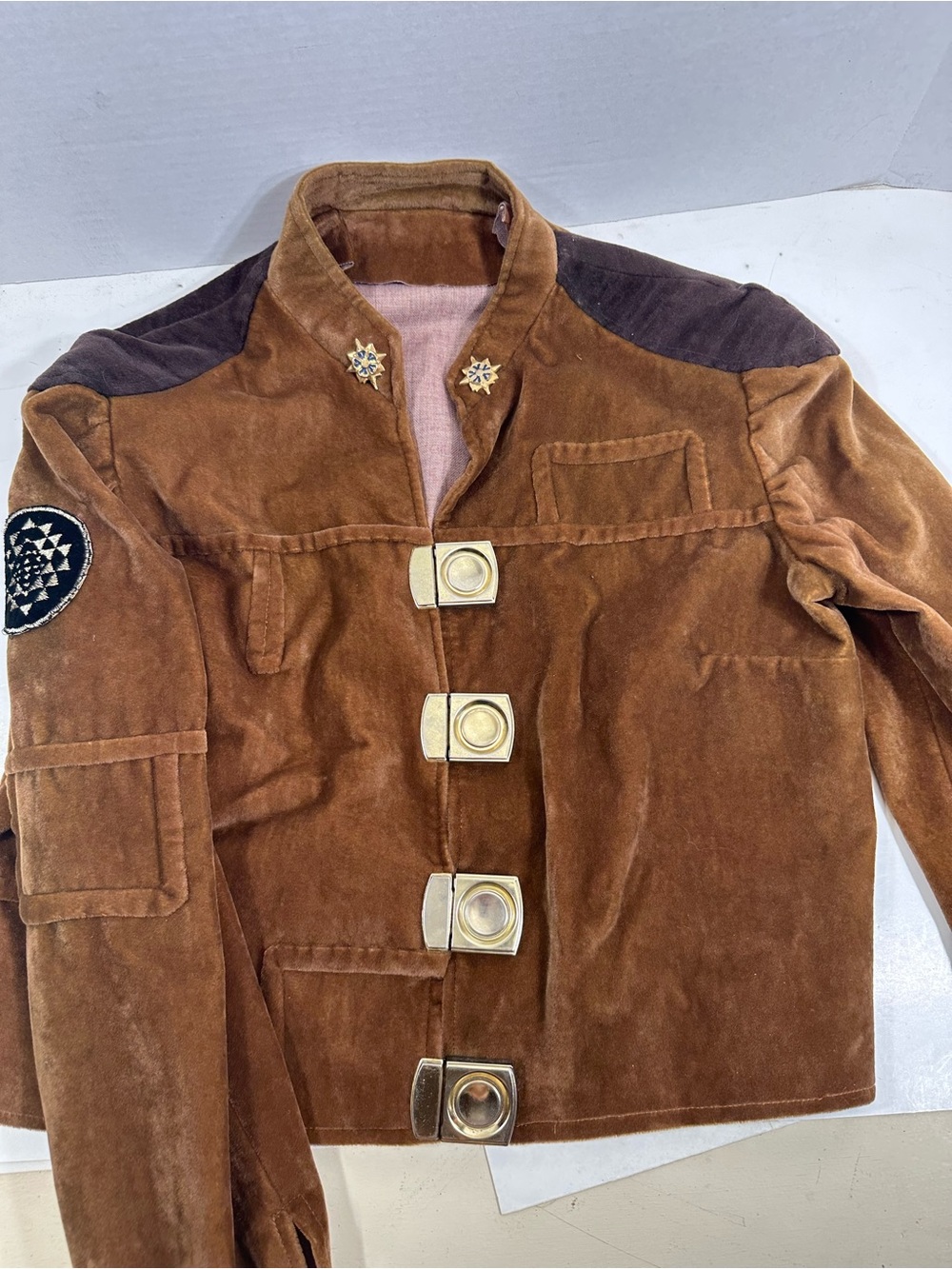 Battlestar Gallactica Brown Suede Military-Style Cropped Jacket - Picture 2 of 8